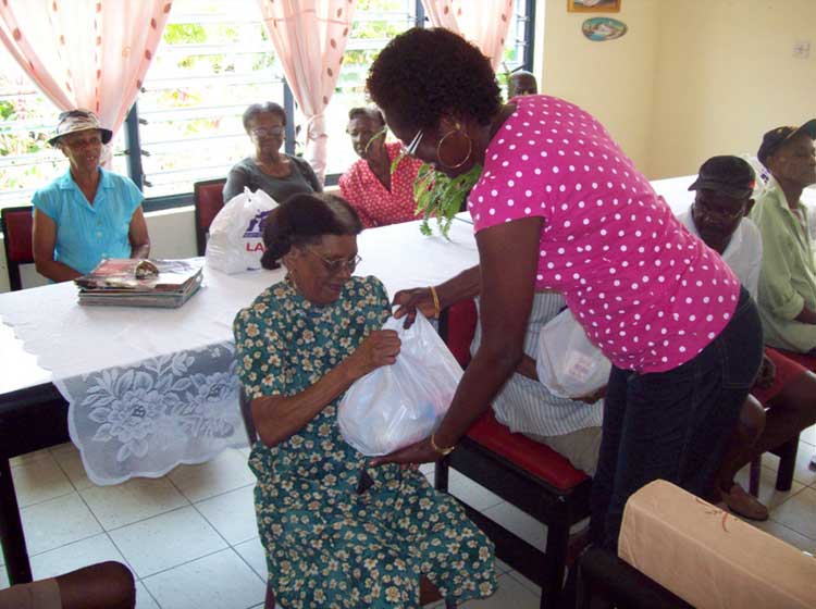 Local NGO donating goods at old people’s home