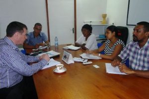 Consultant with the Inter Regional Coordination Committee,Mr Flor Healy meets with members of the LUNGOS secretariat.
