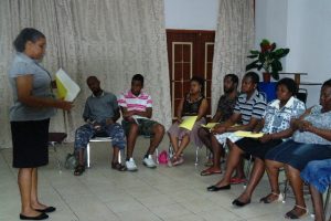 Mrs Beryl Dodin fascinating the workshop