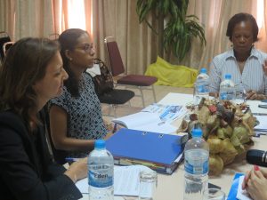 Mrs Karina Dzialowska and the Press, Information Officer, Corinne Paya and Mrs Marie-Nella Azemia.