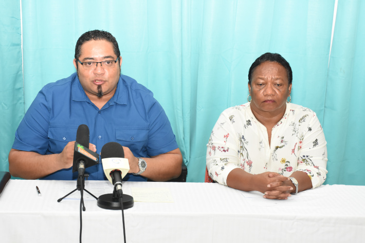 Mr Laurence and Mrs Larue during the press conference